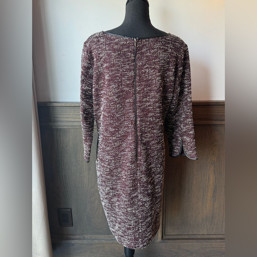 Ann Taylor Factory Marled Burgundy and Ivory Knit Dress Large - Picture 3 of 10